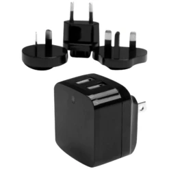 Startech Dual Port USB Wall Charger - International Travel - 17W/3.4A - Black