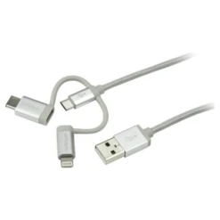 Startech 1m USB Multi Charger Cable Braided - Lightning USB-C Micro-B