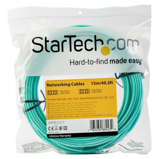 Startech 15m OM4 LC To LC Multimode Duplex Fiber Optic Patch Cable