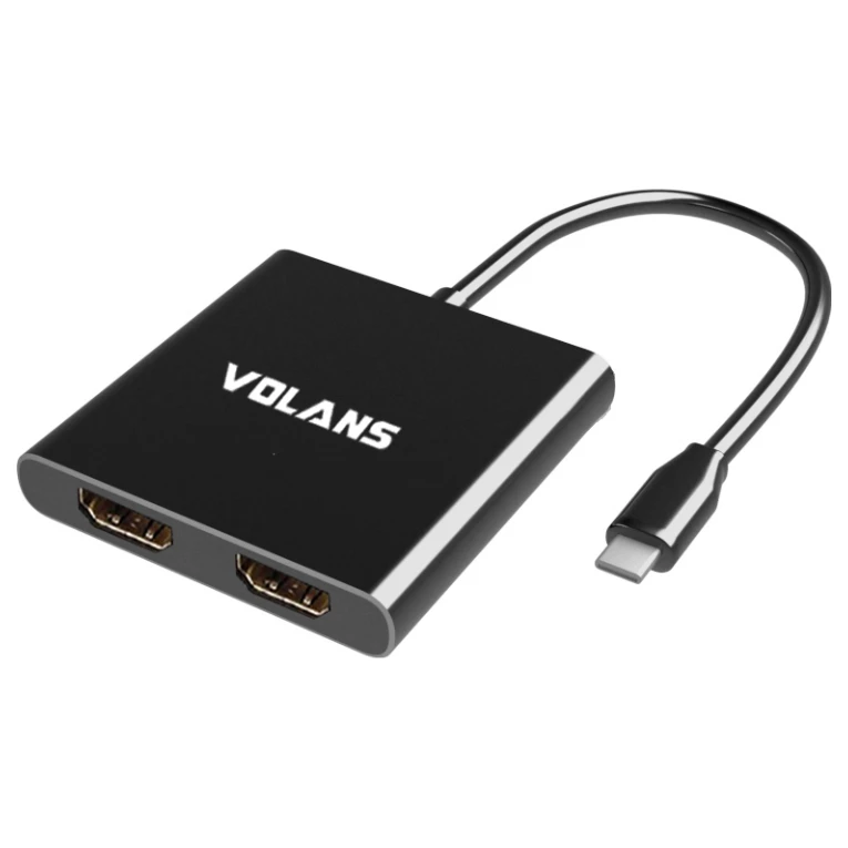 Volans Aluminium USB-C To Dual HDMI 2.0 Adapter – 4K@60Hz