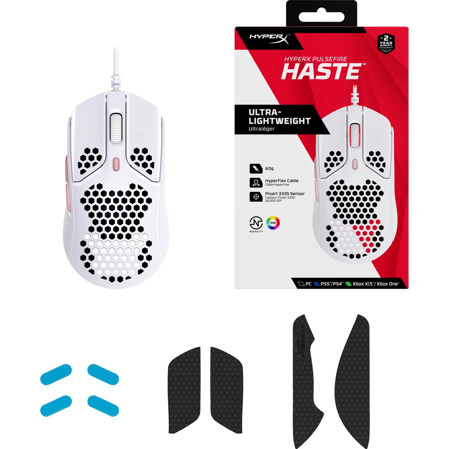 HyperX Pulsefire Haste Wired Lightweight RGB Gaming Mouse White/Pink - Image 10