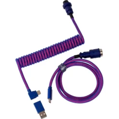 Keychron Premium Coiled Aviator Cable - Purple Angled