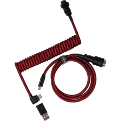 Keychron Premium Coiled Aviator Cable - Red Angled