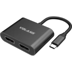 Volans Aluminium 8K USB-C To Dual DisplayPort Adapter With MST Dual Monitor