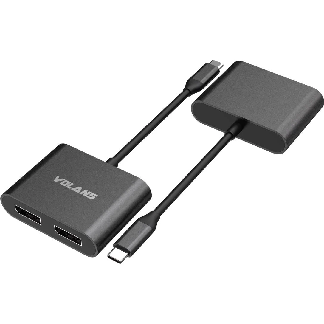 Volans Aluminium 8K USB-C To Dual DisplayPort Adapter With MST Dual Monitor - Image 3