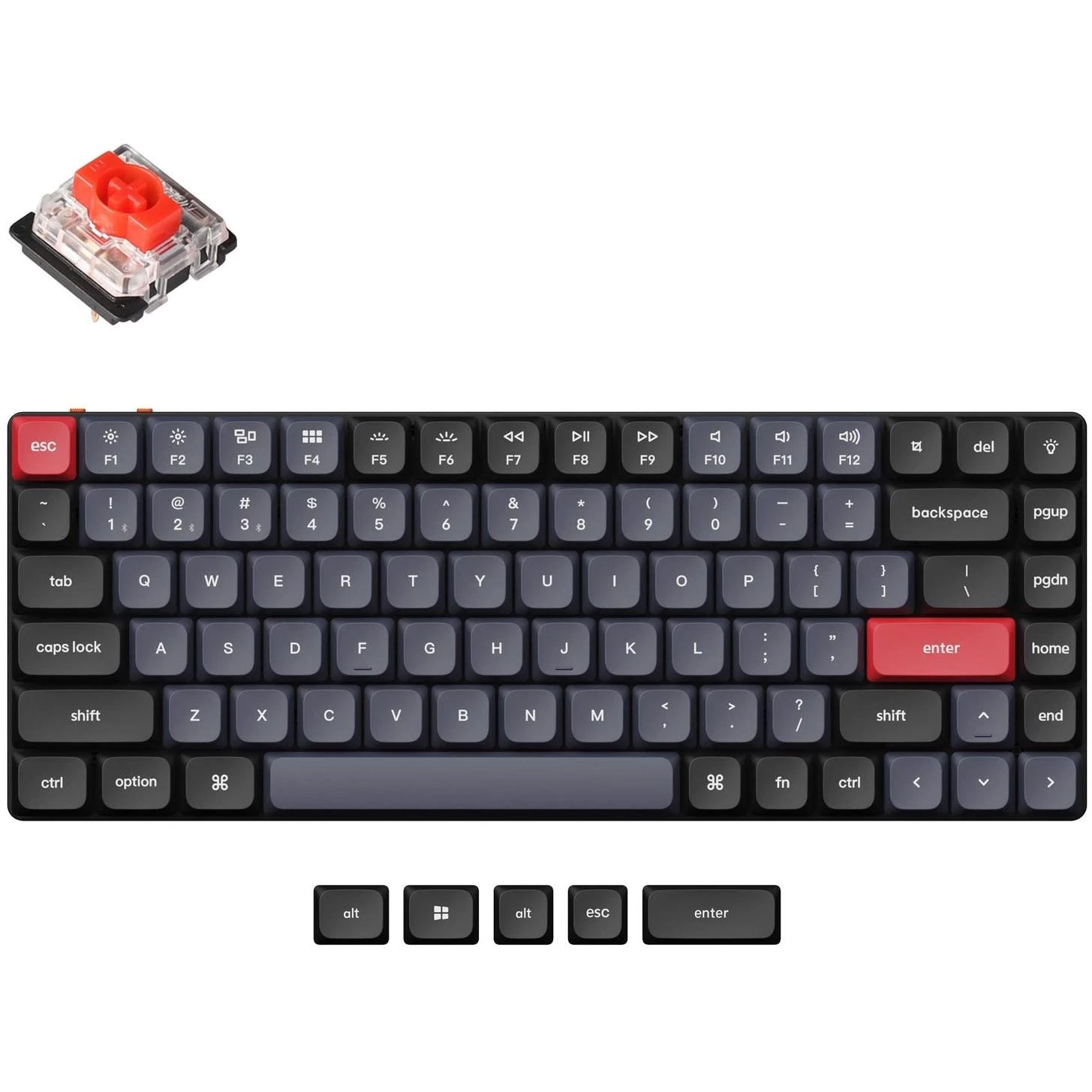 Keychron K3 Pro QMK/VIA RGB Low Profile Hot-Swappable 75% Wireless Mechanical Keyboard - Black (Red Switch)