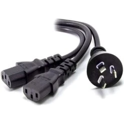 ALOGIC 2m Aus 3 Mains Plug To 2 X IEC C13 Y Splitter Cable Male To 2x Female Cable