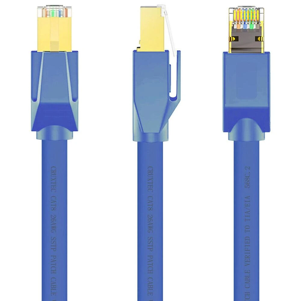 Cruxtec CAT8 20m 40GbE SF/FTP Triple Shielding Ethernet Cable Blue - Image 3