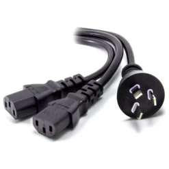 ALOGIC 3m Aus 3 Mains Plug To 2 X IEC C13 Y Splitter Male To 2x Female Cable