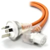 ALOGIC 2m Medical Power Cable Aus 3 Pin Mains Plug (Male) To Right Angle IEC C13 (Female) Orange