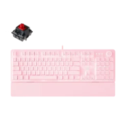 Fantech Mechanical Keyboard White Backlit With Wrist Rest - Sakura Pink - Red Switch