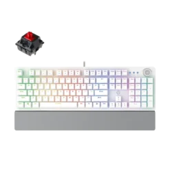 Fantech Gaming PC Mechanical Keyboard LED Backlit Anti-Ghostong Key With Knob And Wrist Rest - White (Red Switch)